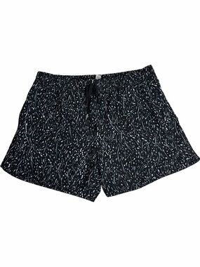 Marika Black Patterned Drawstring Athletic Shorts, XL